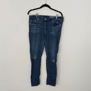 AG Legging Ankle Distressed Dark Blue Skinny Jeans